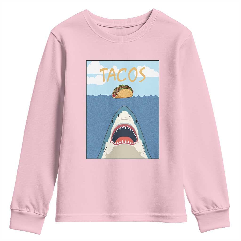 Funny Tacos Lover Youth Sweatshirt Shark Attack Humor Gift - Wonder Print Shop