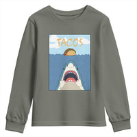 Funny Tacos Lover Youth Sweatshirt Shark Attack Humor Gift - Wonder Print Shop
