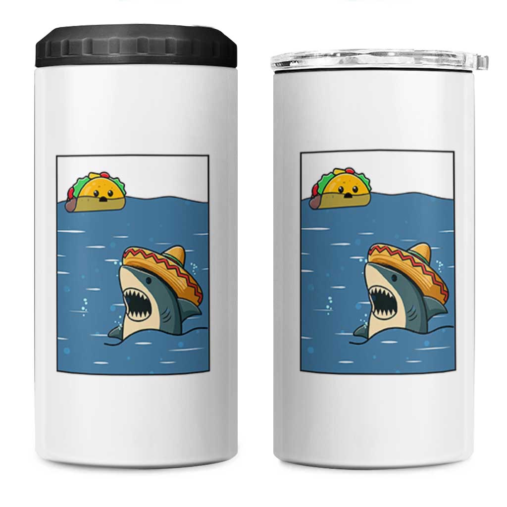 Tacos Lover 4 in 1 Can Cooler Tumbler Funny Shark Humor Foodie Gift