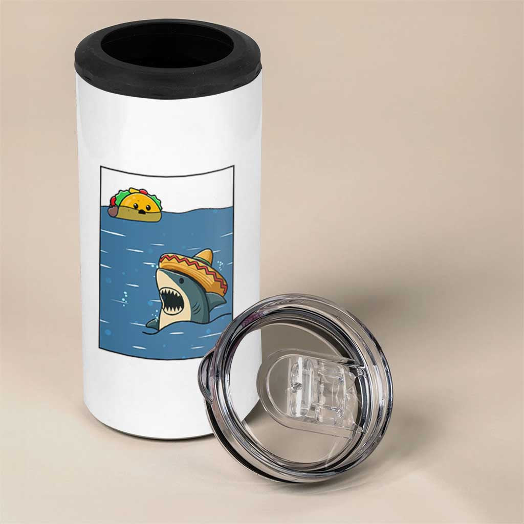 Tacos Lover 4 in 1 Can Cooler Tumbler Funny Shark Humor Foodie Gift