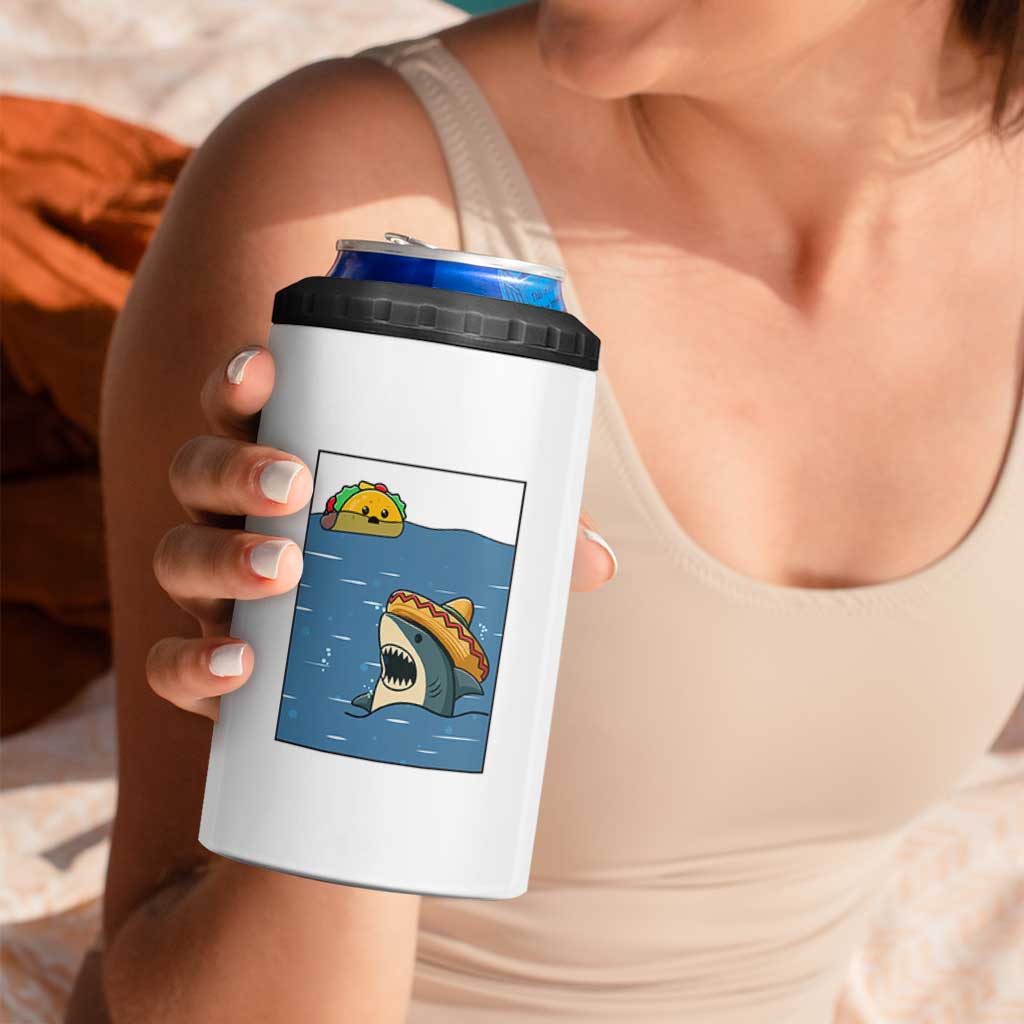 Tacos Lover 4 in 1 Can Cooler Tumbler Funny Shark Humor Foodie Gift