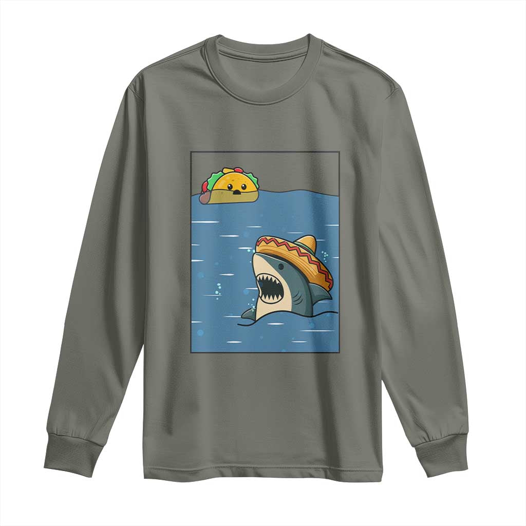 Tacos Lover Long Sleeve Shirt Funny Shark Humor Foodie Gift - Wonder Print Shop