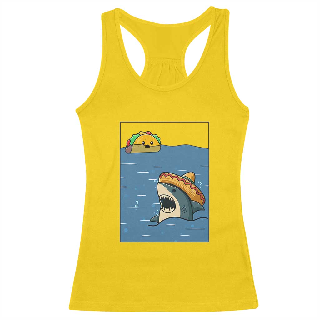 Tacos Lover Racerback Tank Top Funny Shark Humor Foodie Gift - Wonder Print Shop