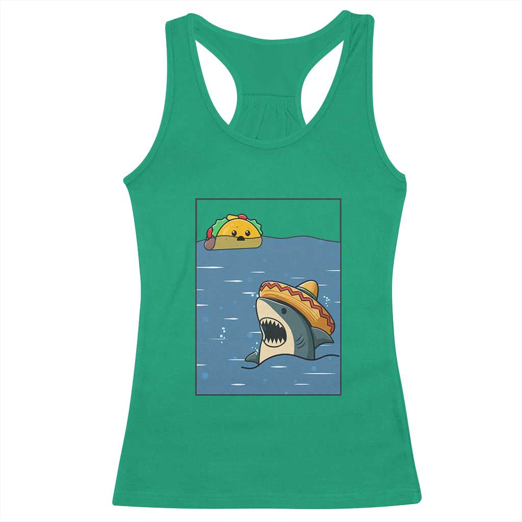 Tacos Lover Racerback Tank Top Funny Shark Humor Foodie Gift - Wonder Print Shop