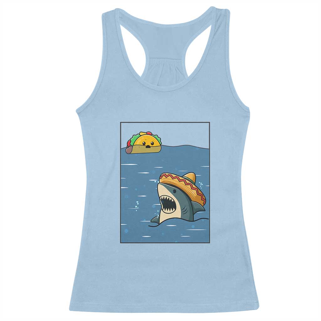 Tacos Lover Racerback Tank Top Funny Shark Humor Foodie Gift - Wonder Print Shop
