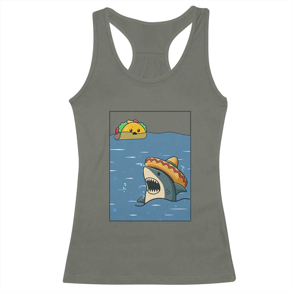 Tacos Lover Racerback Tank Top Funny Shark Humor Foodie Gift - Wonder Print Shop