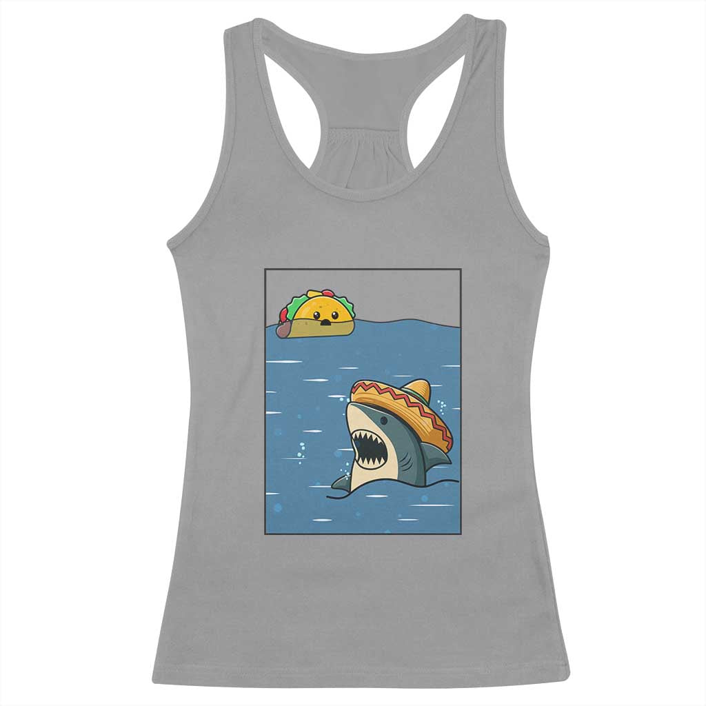 Tacos Lover Racerback Tank Top Funny Shark Humor Foodie Gift - Wonder Print Shop