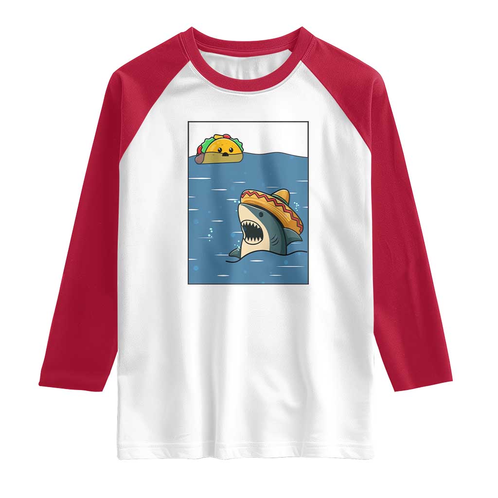 Tacos Lover Raglan Shirt Funny Shark Humor Foodie Gift - Wonder Print Shop