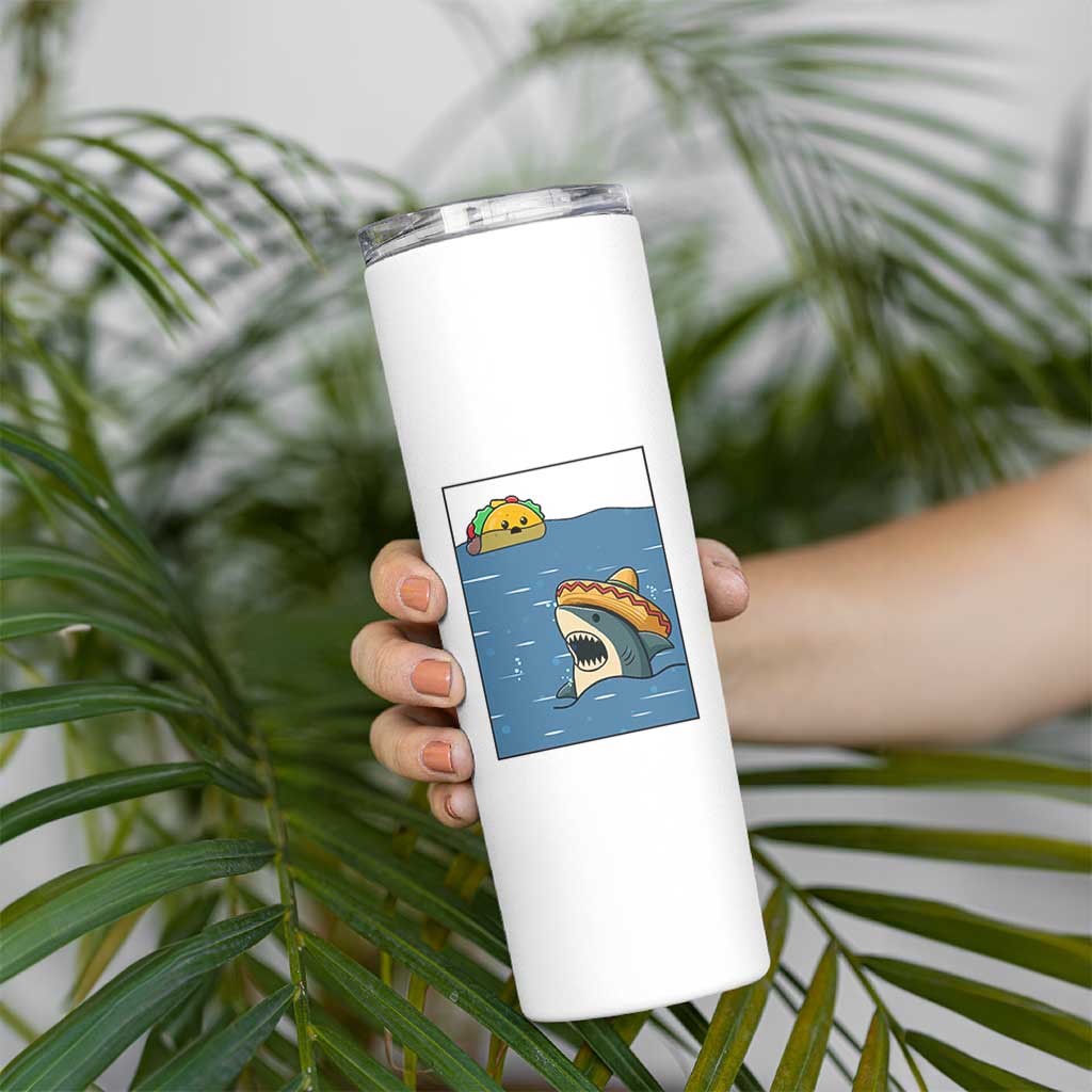 Tacos Lover Skinny Tumbler Funny Shark Humor Foodie Gift