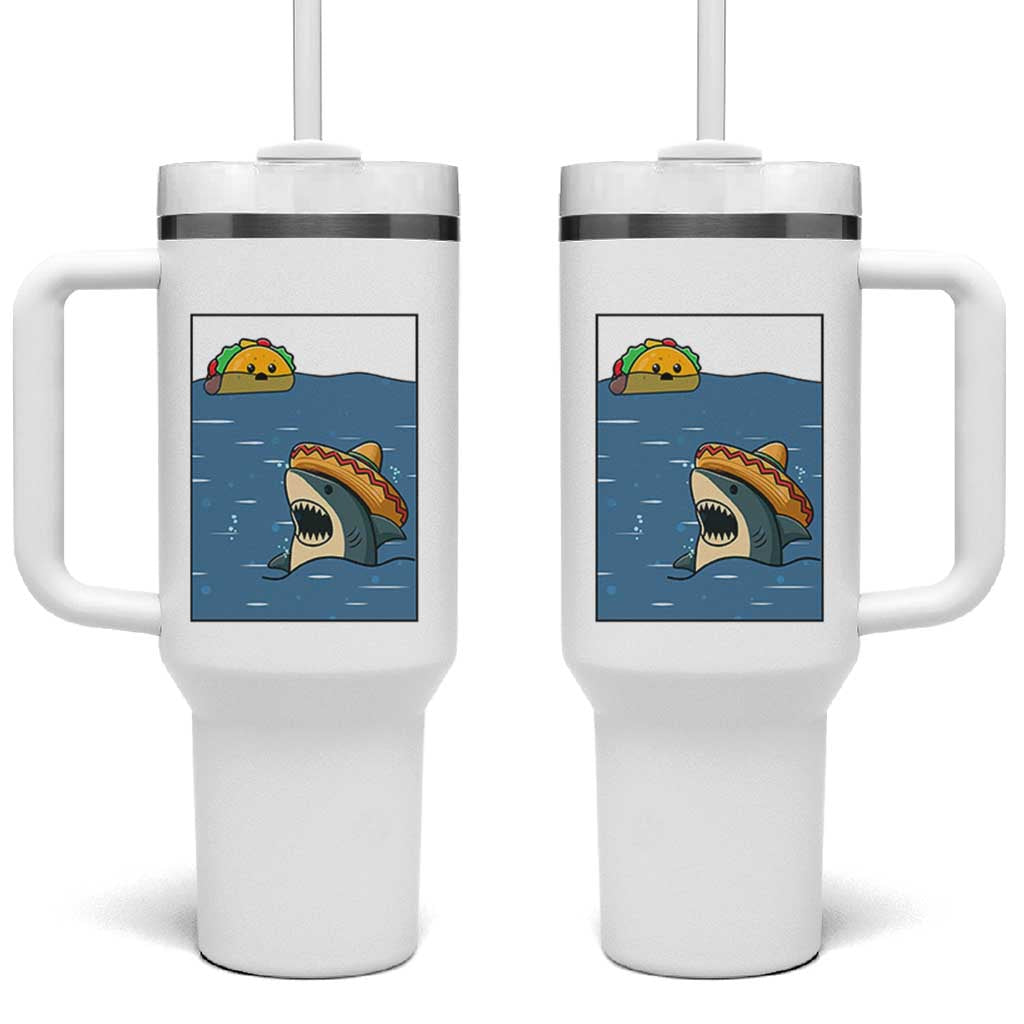 Tacos Lover Tumbler With Handle Funny Shark Humor Foodie Gift