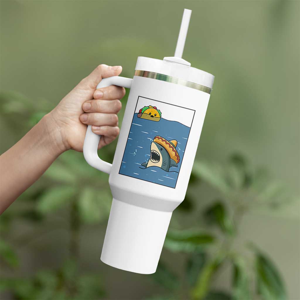 Tacos Lover Tumbler With Handle Funny Shark Humor Foodie Gift