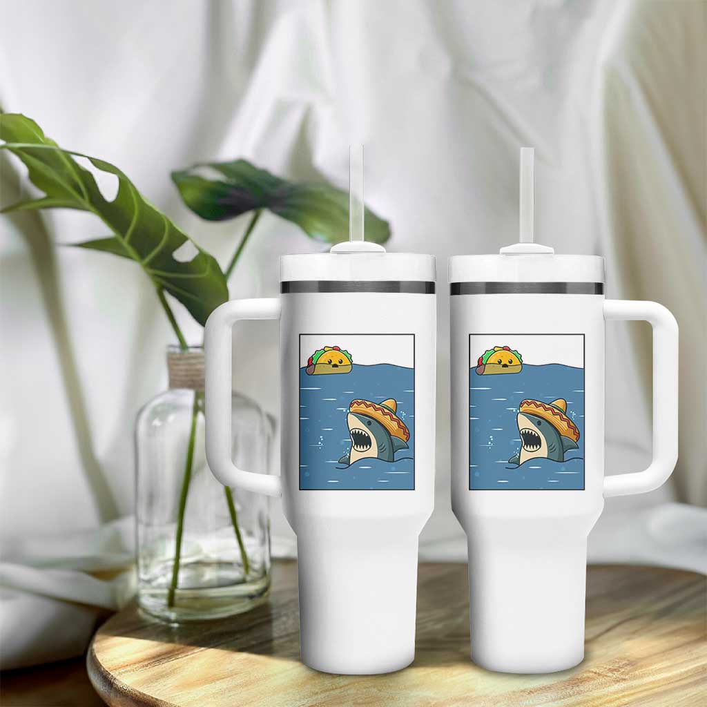 Tacos Lover Tumbler With Handle Funny Shark Humor Foodie Gift
