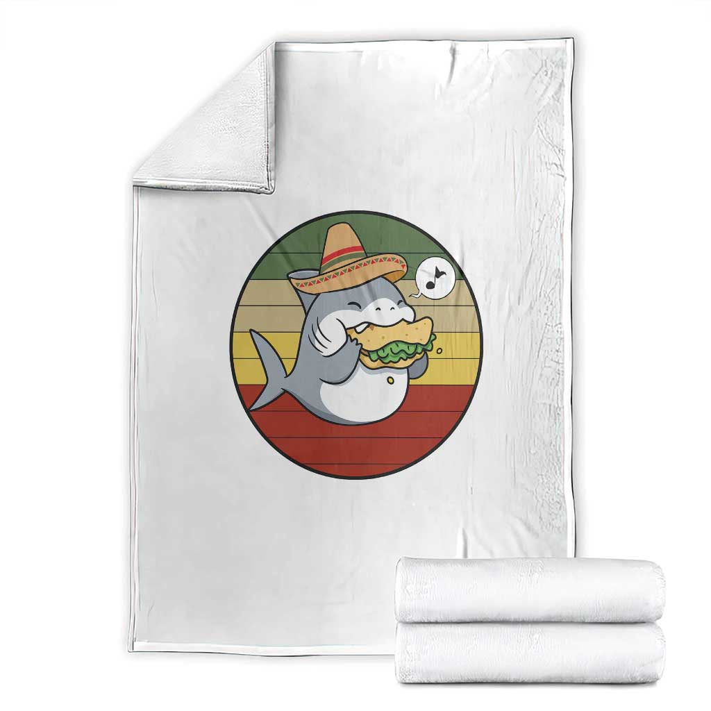 Mexican Food Lover Gift Throw Blanket Funny Shark Eating Tacos - Wonder Print Shop