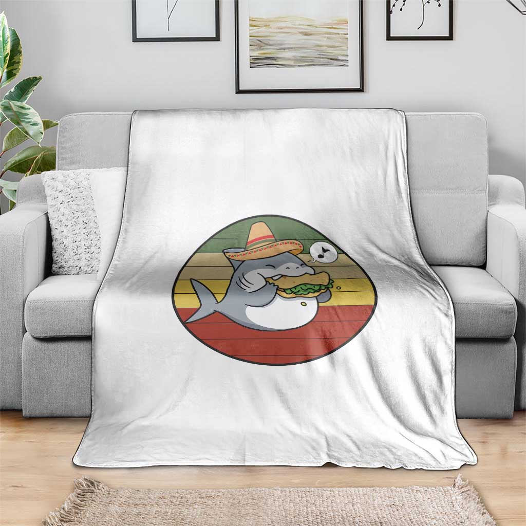 Mexican Food Lover Gift Throw Blanket Funny Shark Eating Tacos - Wonder Print Shop