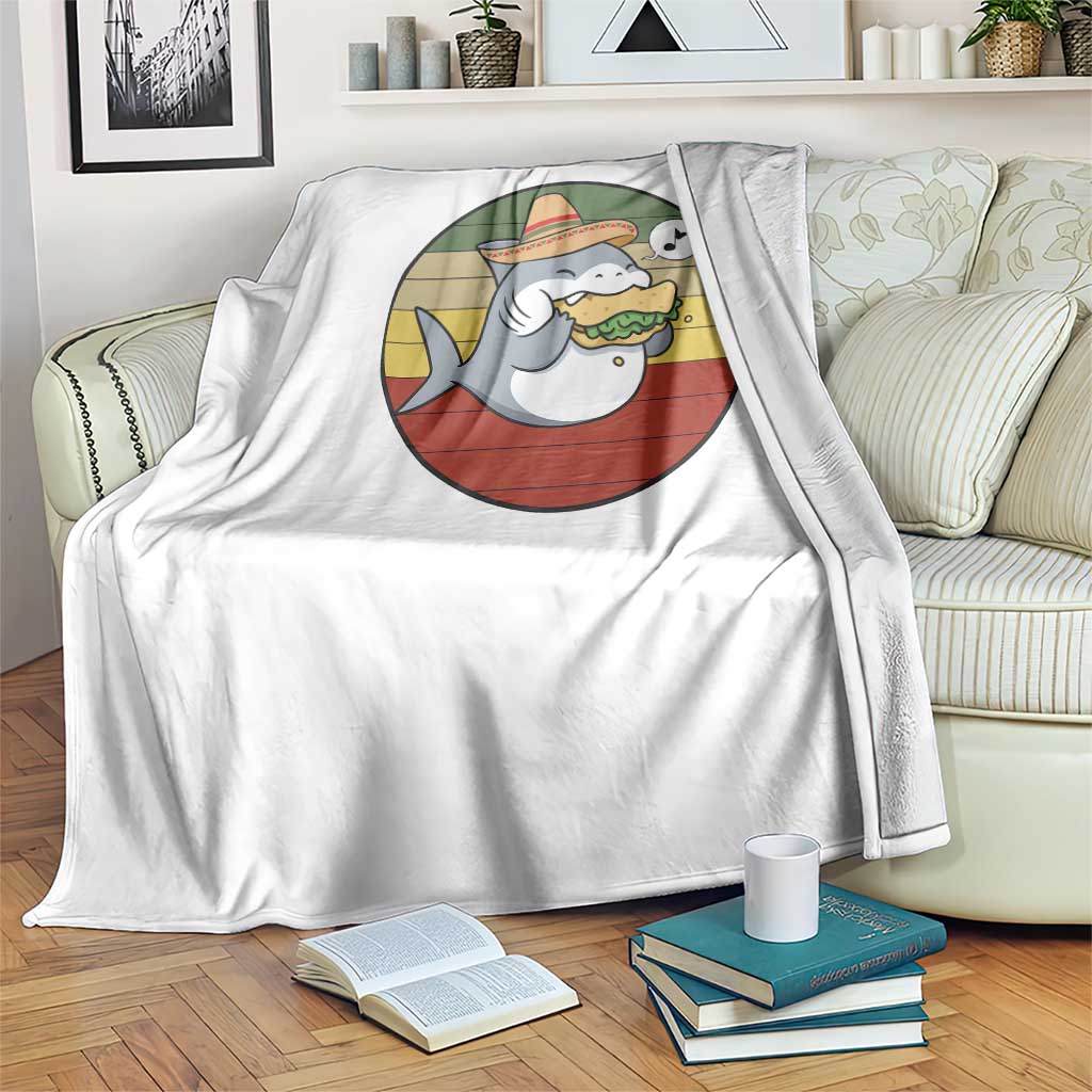 Mexican Food Lover Gift Throw Blanket Funny Shark Eating Tacos - Wonder Print Shop