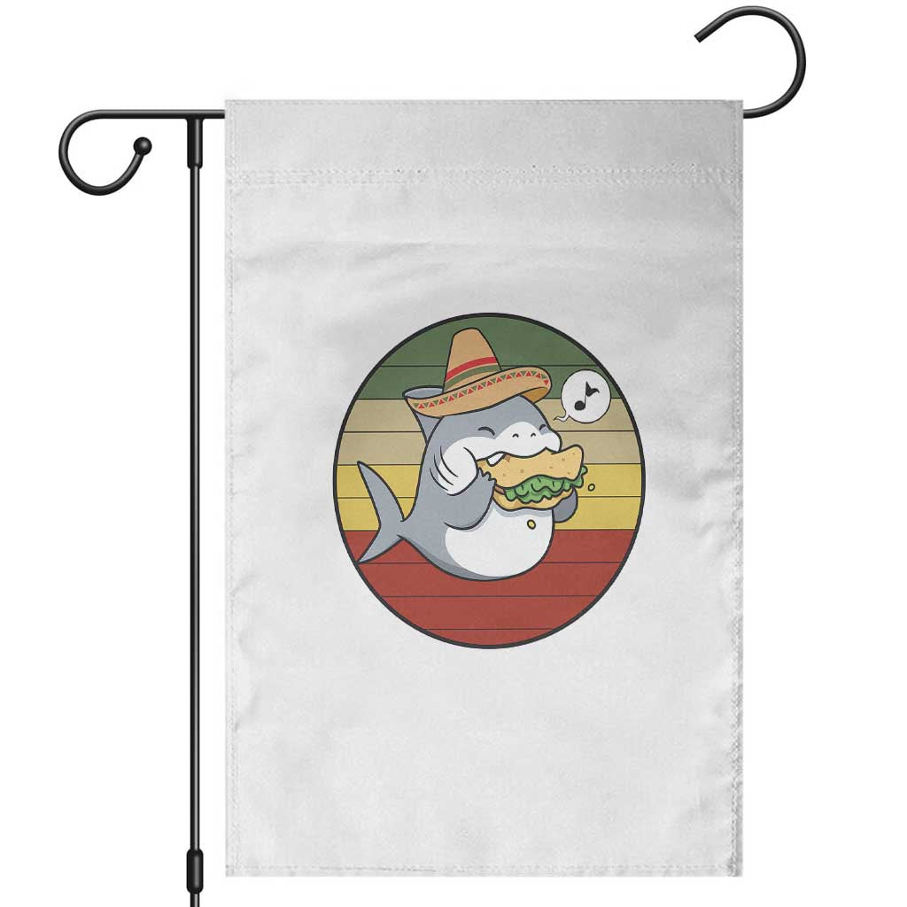 Mexican Food Lover Gift Garden Flag Funny Shark Eating Tacos - Wonder Print Shop
