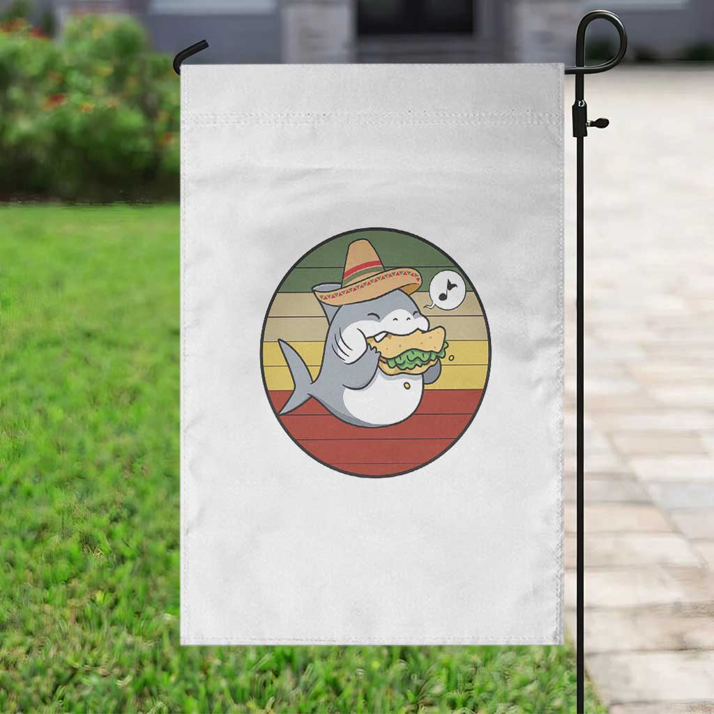 Mexican Food Lover Gift Garden Flag Funny Shark Eating Tacos - Wonder Print Shop