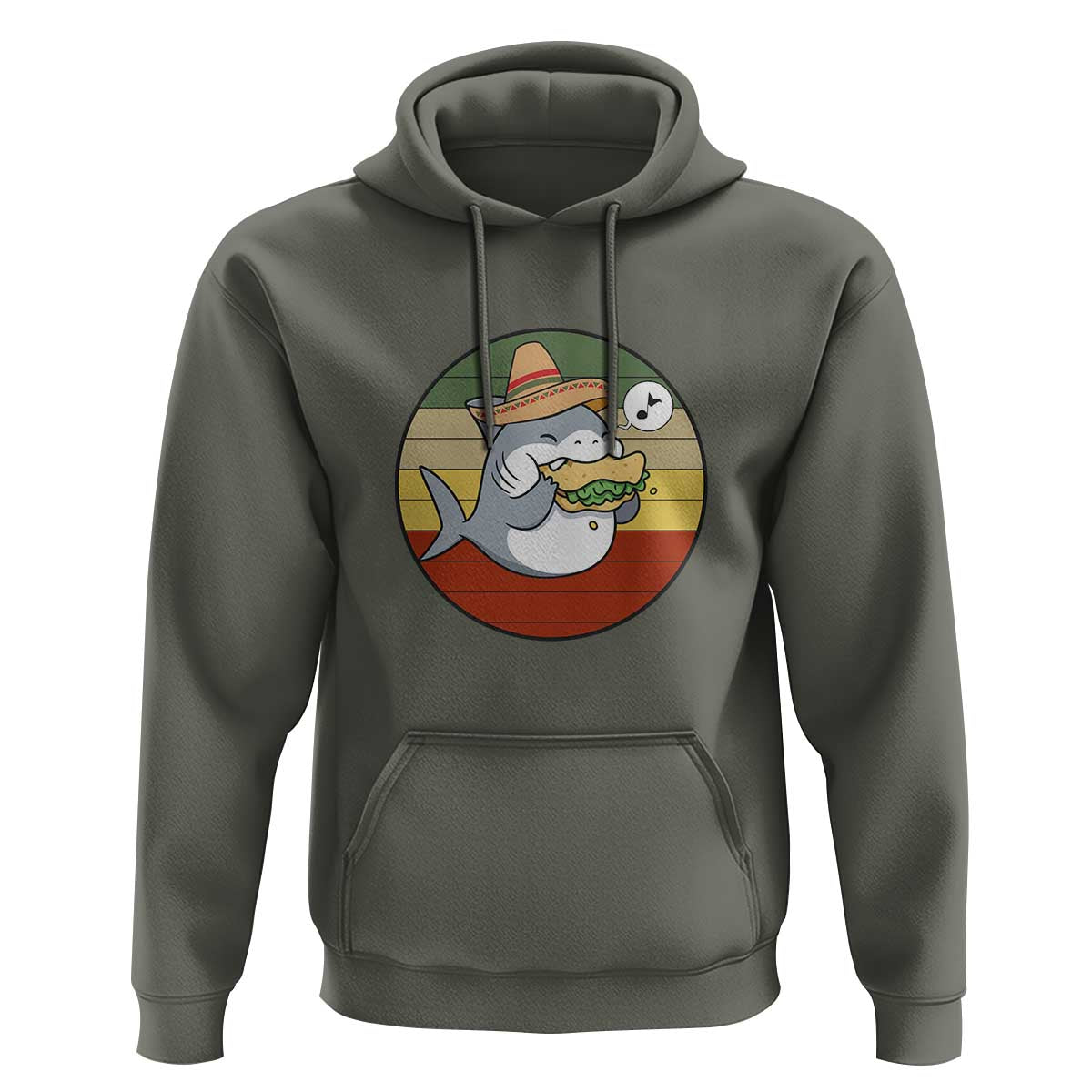 Mexican Food Lover Gift Hoodie Funny Shark Eating Tacos - Wonder Print Shop