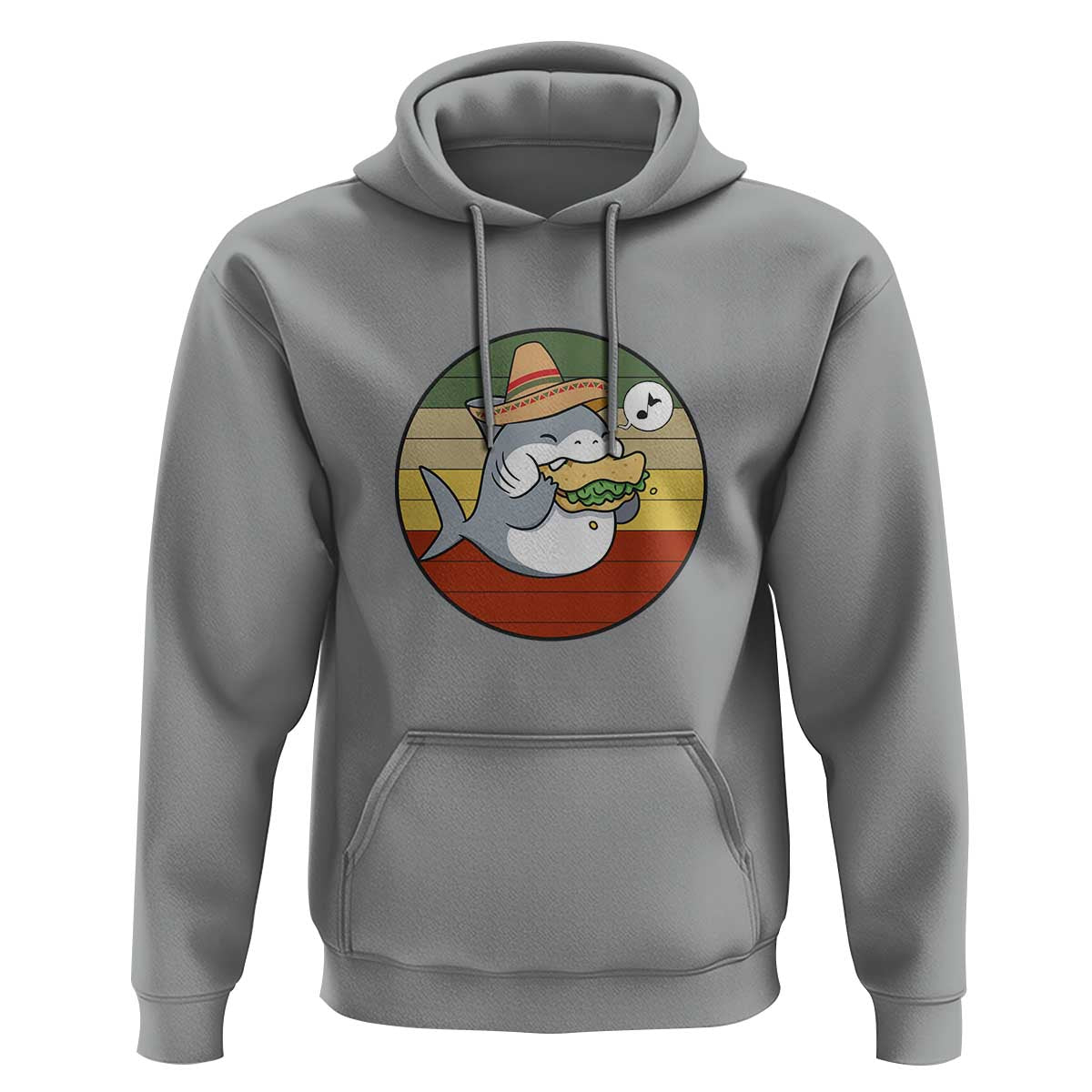 Mexican Food Lover Gift Hoodie Funny Shark Eating Tacos - Wonder Print Shop