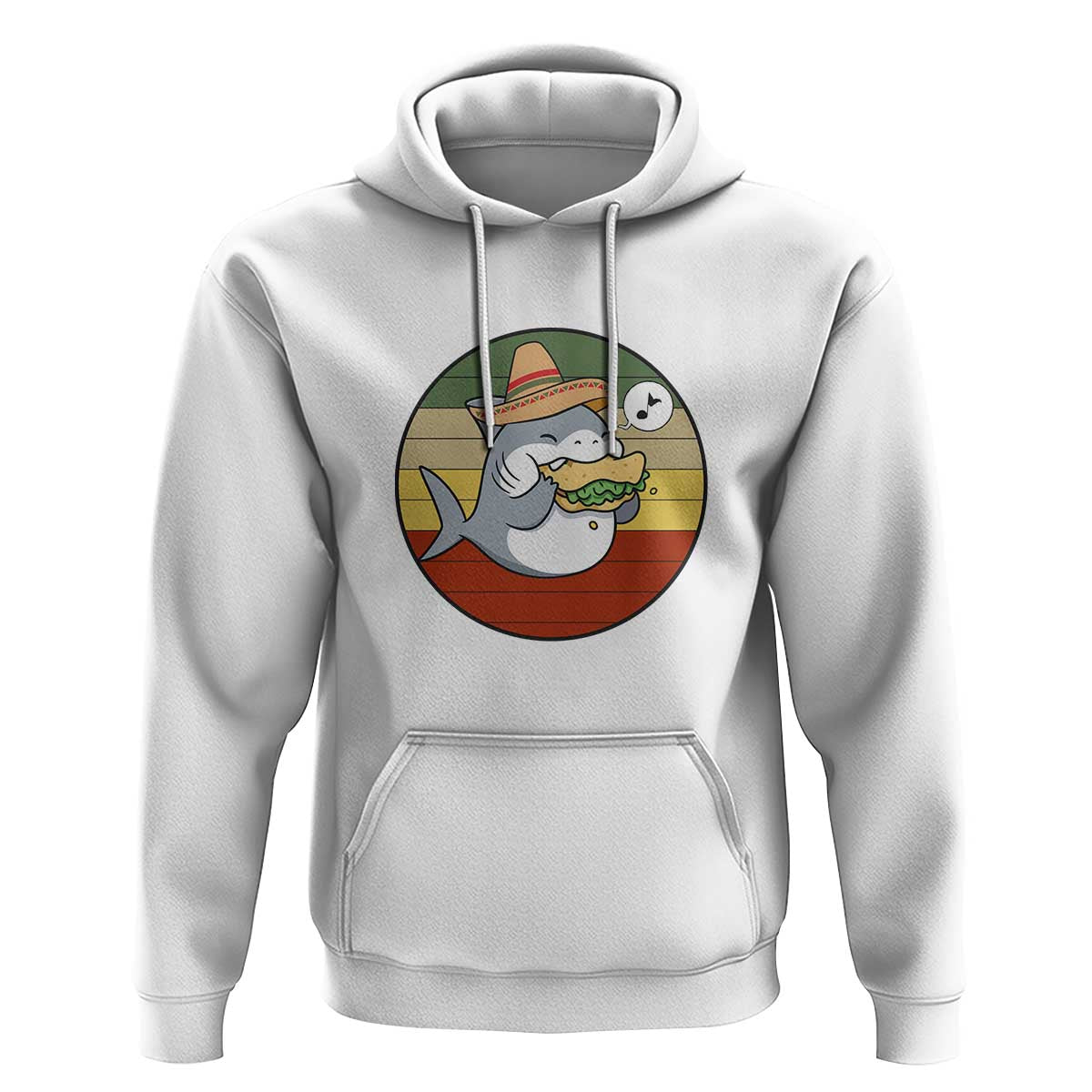Mexican Food Lover Gift Hoodie Funny Shark Eating Tacos - Wonder Print Shop