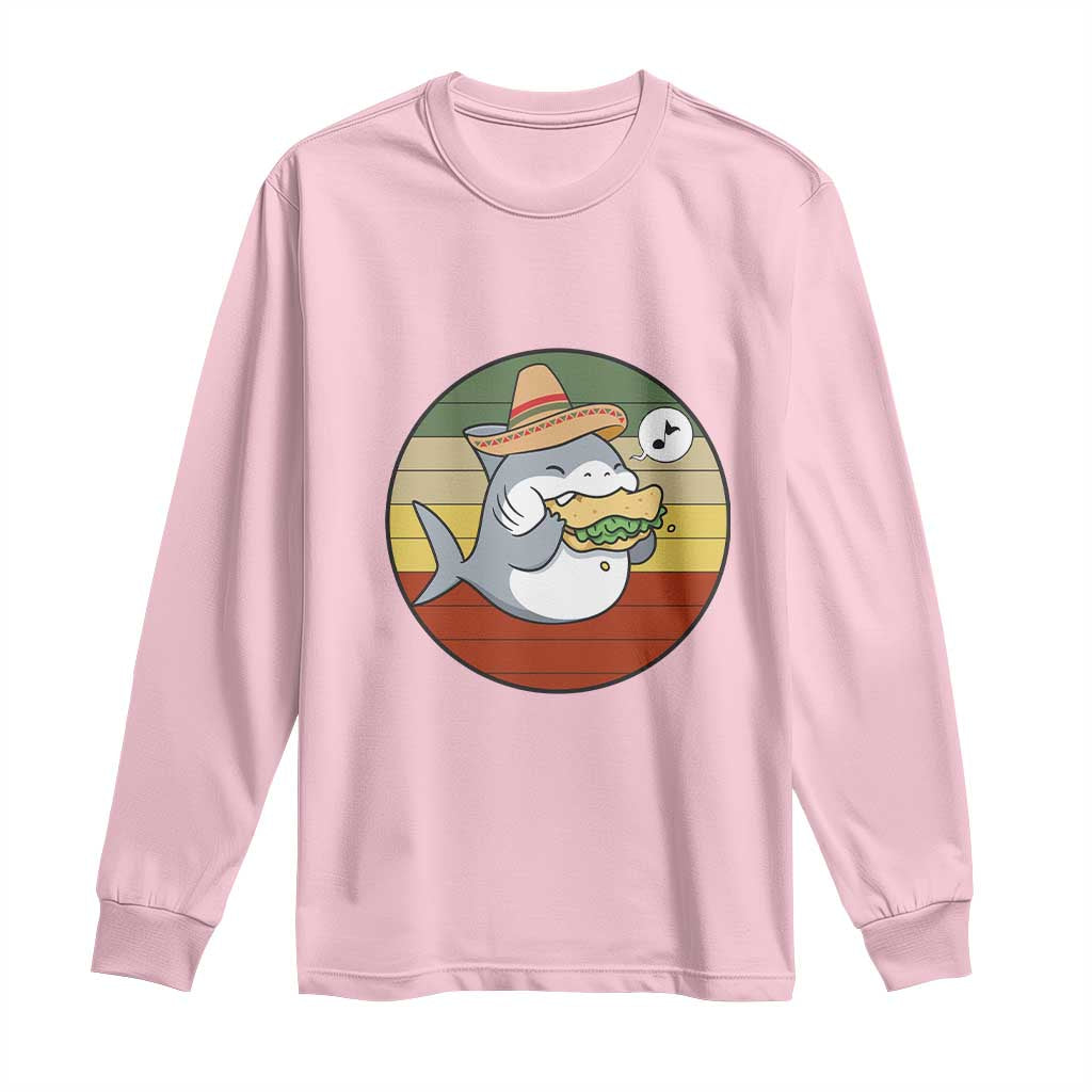 Mexican Food Lover Gift Long Sleeve Shirt Funny Shark Eating Tacos - Wonder Print Shop