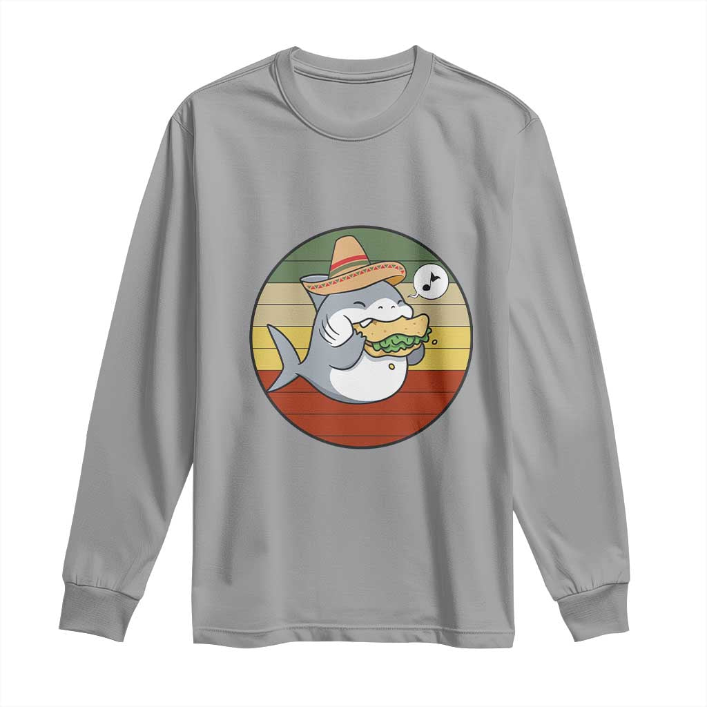 Mexican Food Lover Gift Long Sleeve Shirt Funny Shark Eating Tacos - Wonder Print Shop