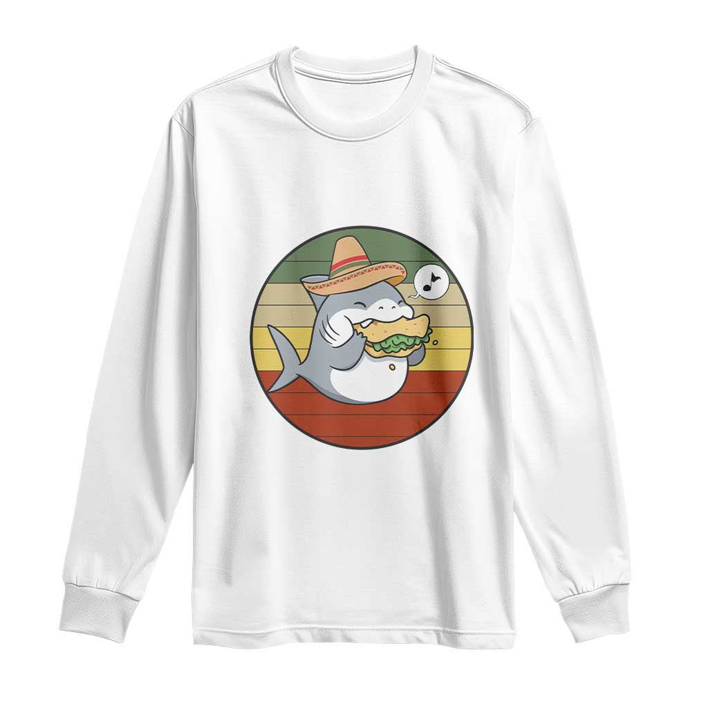 Mexican Food Lover Gift Long Sleeve Shirt Funny Shark Eating Tacos - Wonder Print Shop