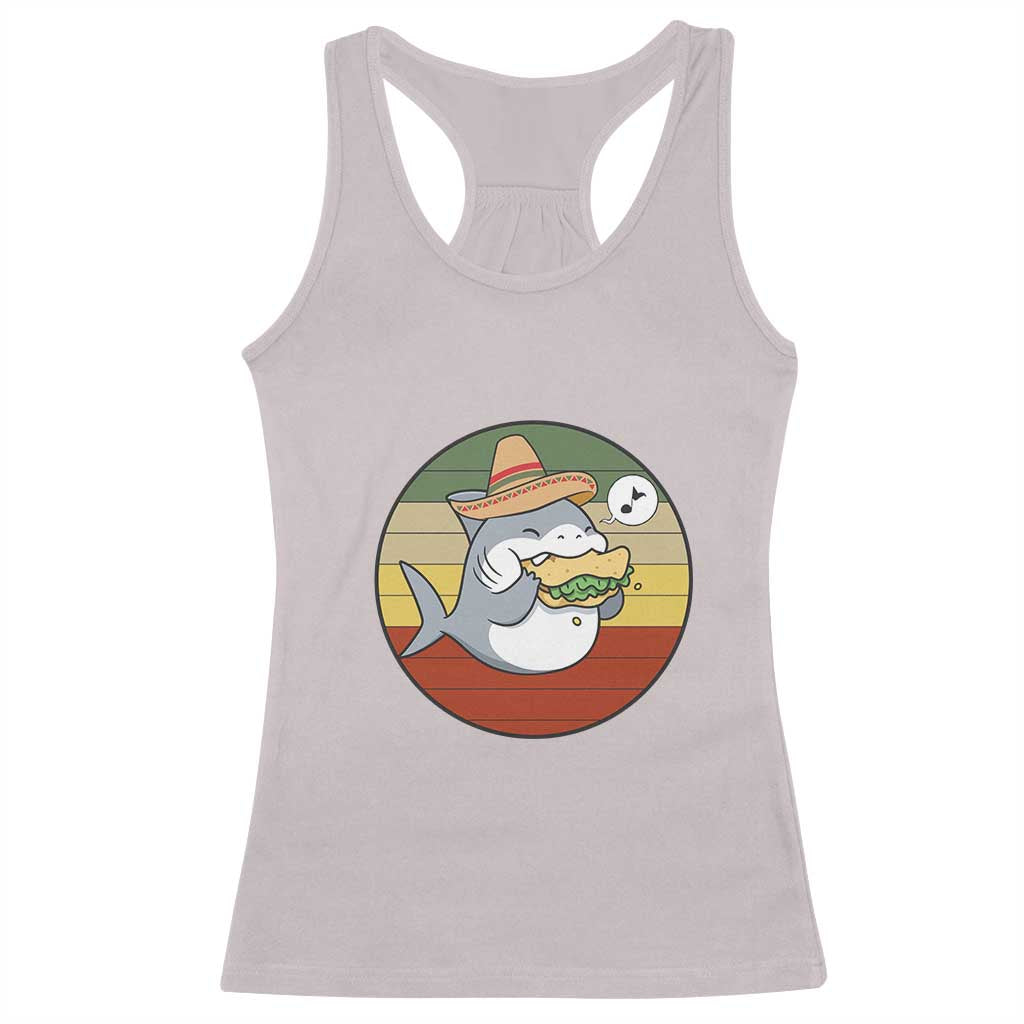 Mexican Food Lover Gift Racerback Tank Top Funny Shark Eating Tacos - Wonder Print Shop