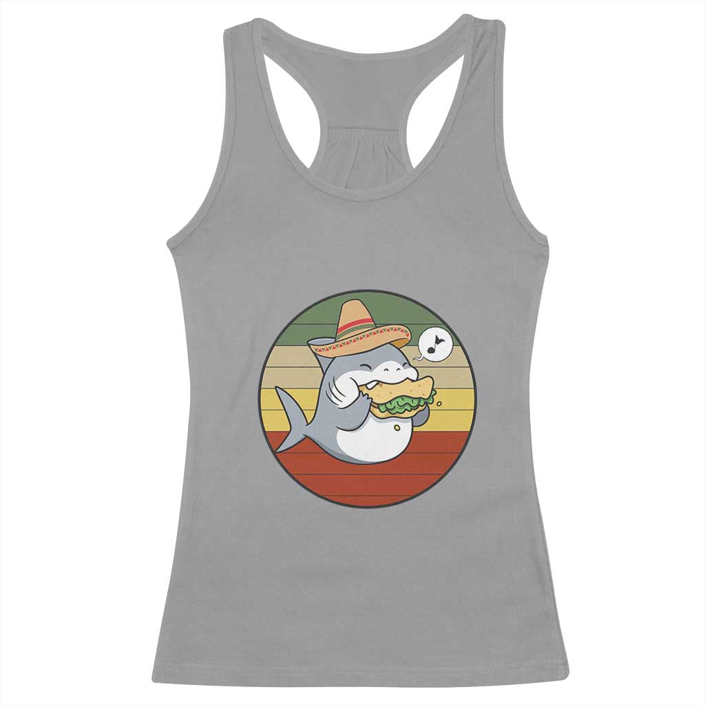 Mexican Food Lover Gift Racerback Tank Top Funny Shark Eating Tacos - Wonder Print Shop