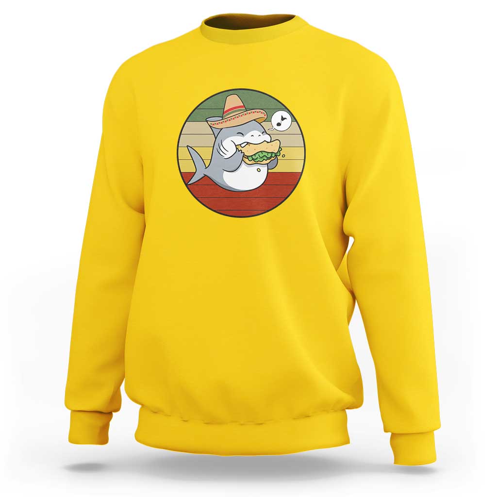 Mexican Food Lover Gift Sweatshirt Funny Shark Eating Tacos - Wonder Print Shop