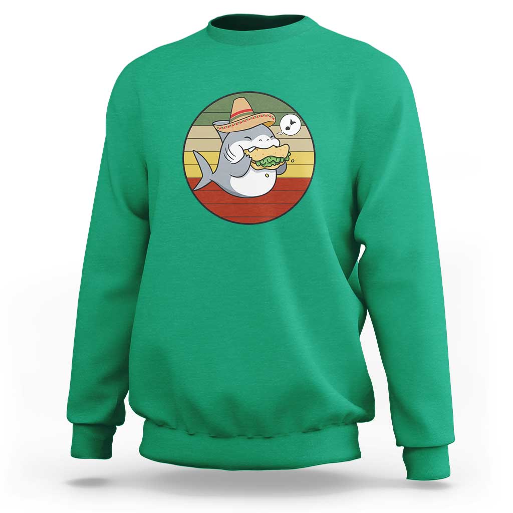 Mexican Food Lover Gift Sweatshirt Funny Shark Eating Tacos - Wonder Print Shop