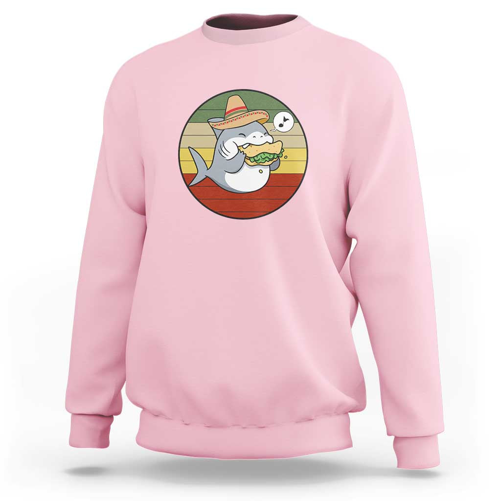 Mexican Food Lover Gift Sweatshirt Funny Shark Eating Tacos - Wonder Print Shop