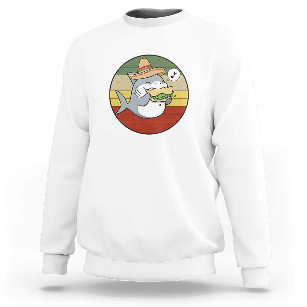 Mexican Food Lover Gift Sweatshirt Funny Shark Eating Tacos - Wonder Print Shop