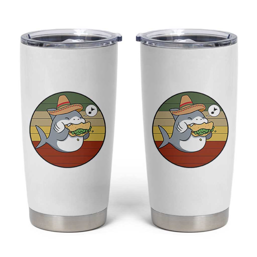 Mexican Food Lover Gift Tumbler Cup Funny Shark Eating Tacos