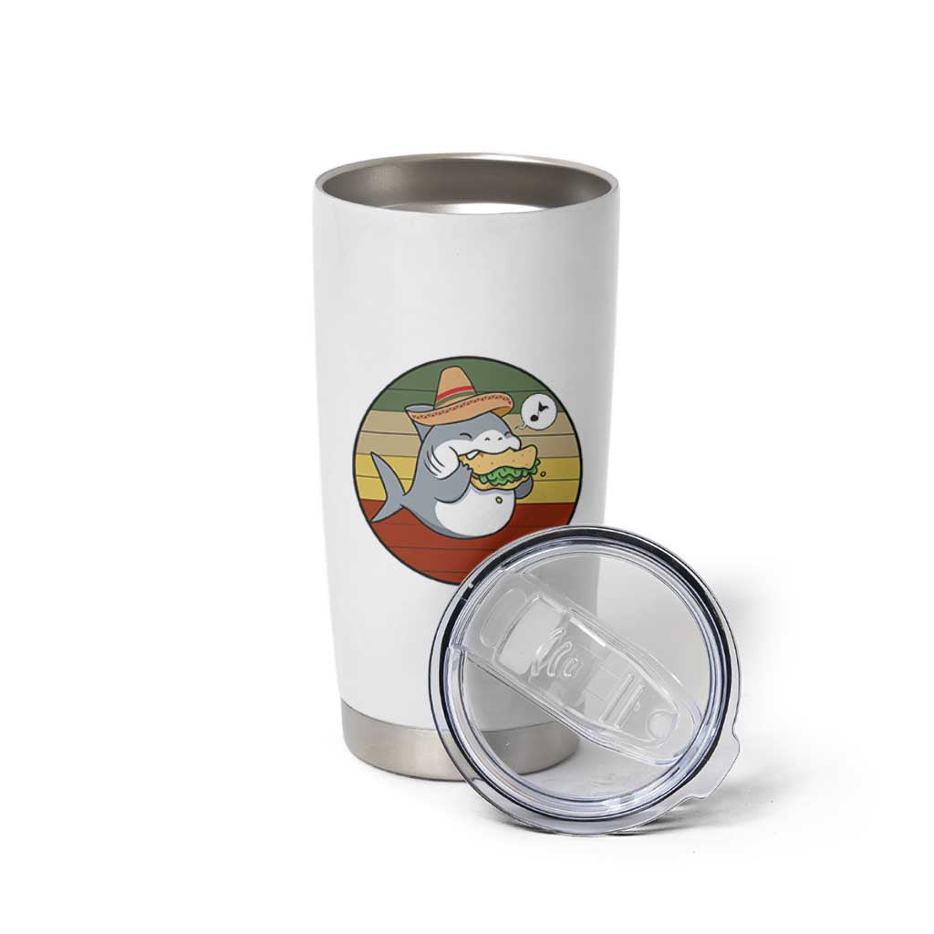 Mexican Food Lover Gift Tumbler Cup Funny Shark Eating Tacos
