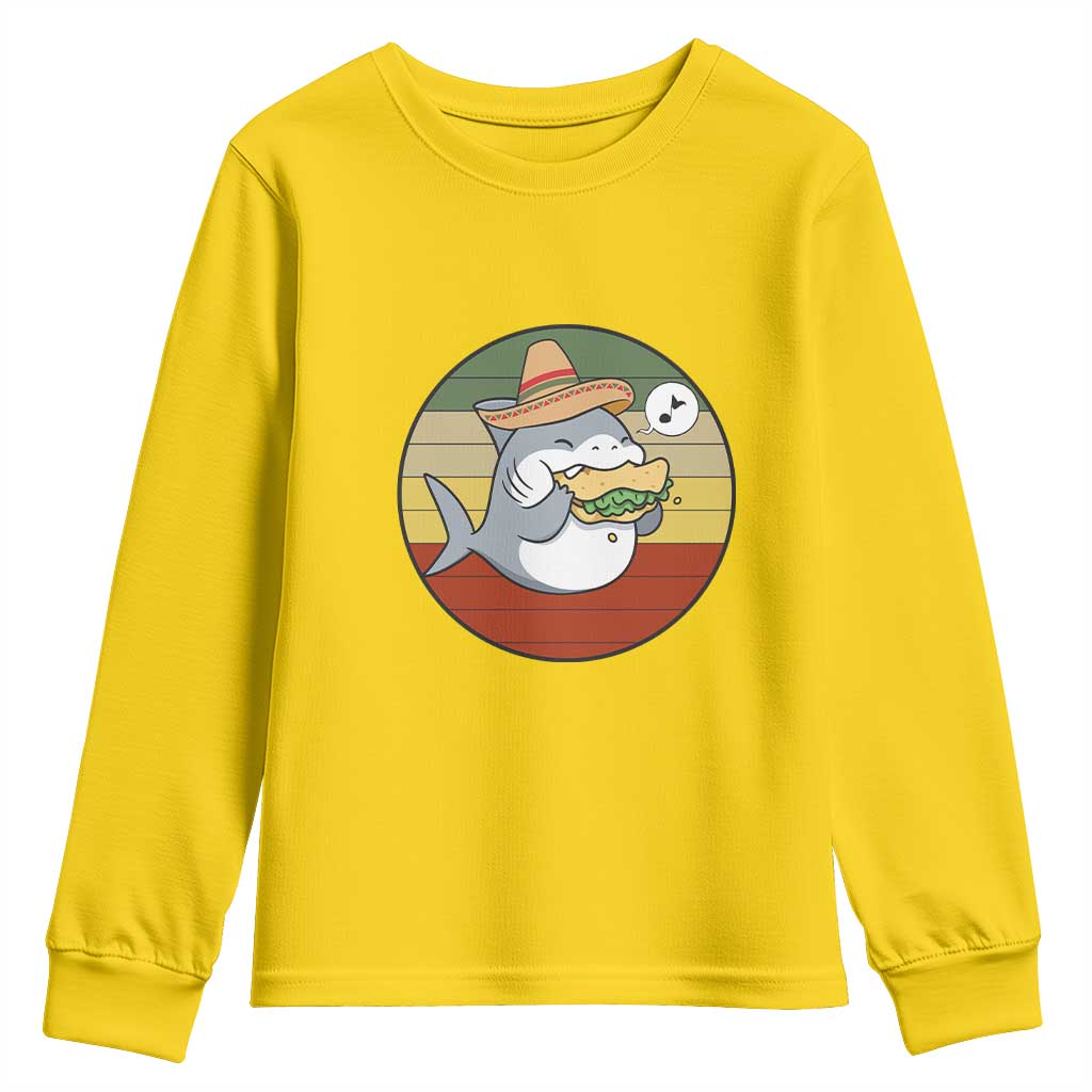 Mexican Food Lover Gift Youth Sweatshirt Funny Shark Eating Tacos - Wonder Print Shop