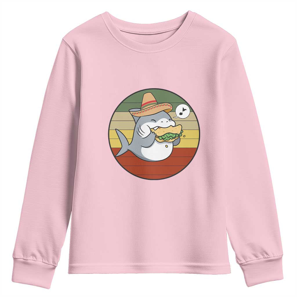 Mexican Food Lover Gift Youth Sweatshirt Funny Shark Eating Tacos - Wonder Print Shop