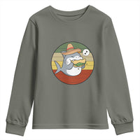 Mexican Food Lover Gift Youth Sweatshirt Funny Shark Eating Tacos - Wonder Print Shop