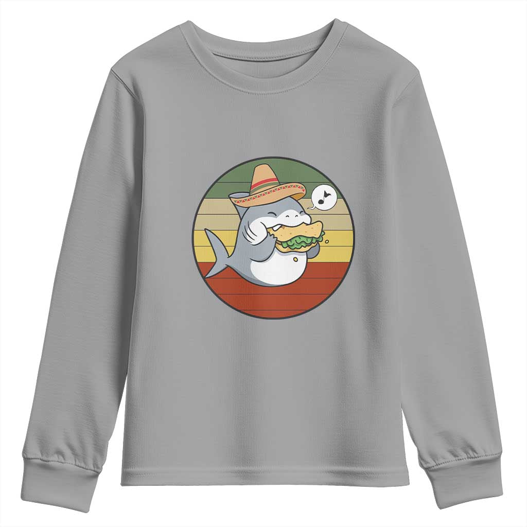 Mexican Food Lover Gift Youth Sweatshirt Funny Shark Eating Tacos - Wonder Print Shop