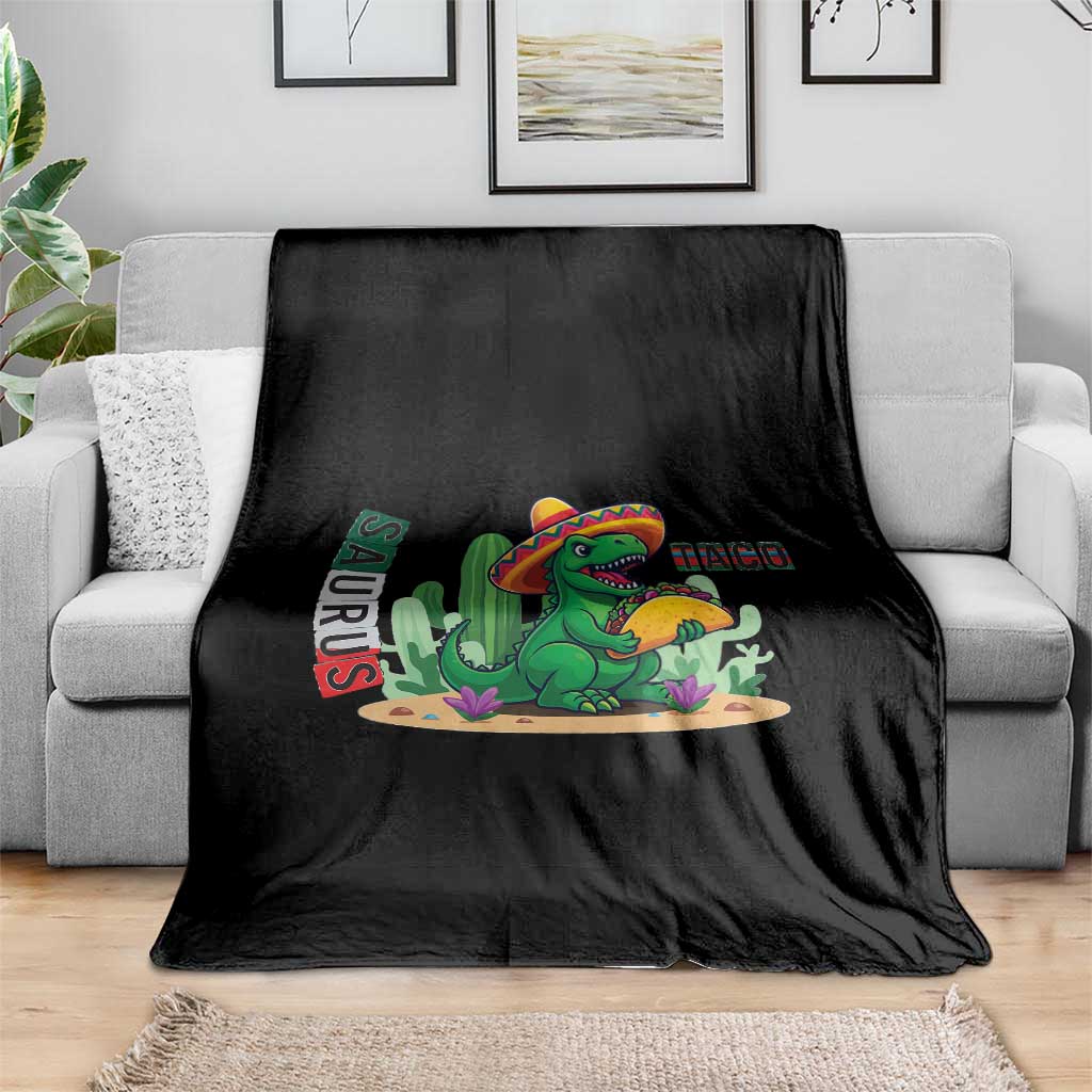 Mexican Food Lover Gift Throw Blanket Funny Dinosaur Taco Saurus - Wonder Print Shop