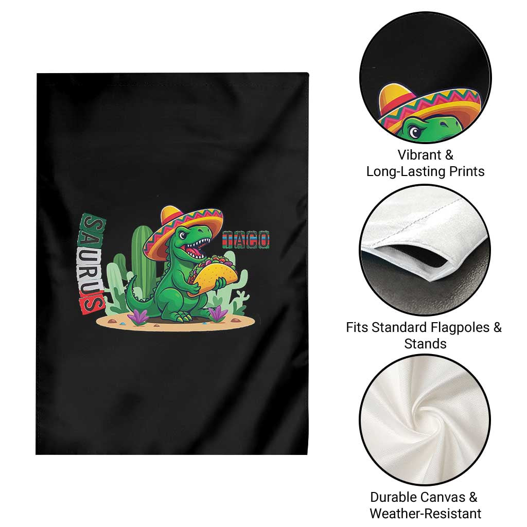 Mexican Food Lover Gift Garden Flag Funny Dinosaur Taco Saurus - Wonder Print Shop