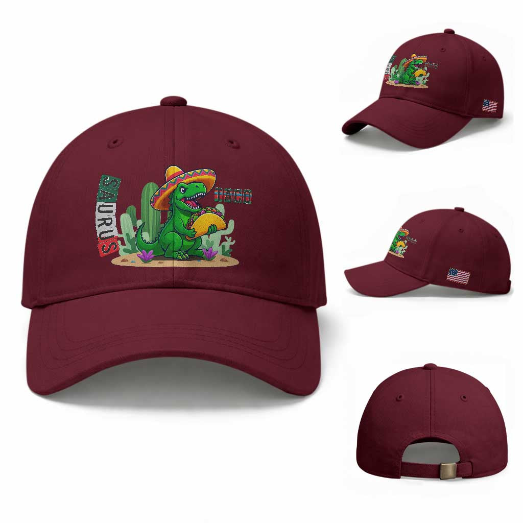 Mexican Food Lover Gift Baseball Cap Funny Dinosaur Taco Saurus