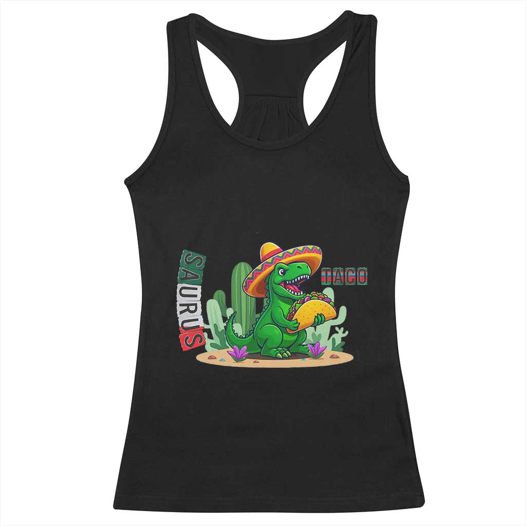 Mexican Food Lover Gift Racerback Tank Top Funny Dinosaur Taco Saurus - Wonder Print Shop