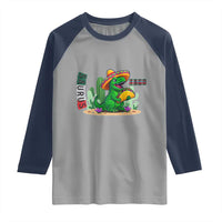 Mexican Food Lover Gift Raglan Shirt Funny Dinosaur Taco Saurus - Wonder Print Shop