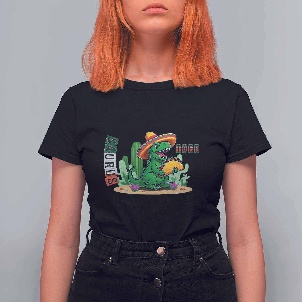 Mexican Food Lover Gift T Shirt For Women Funny Dinosaur Taco Saurus - Wonder Print Shop