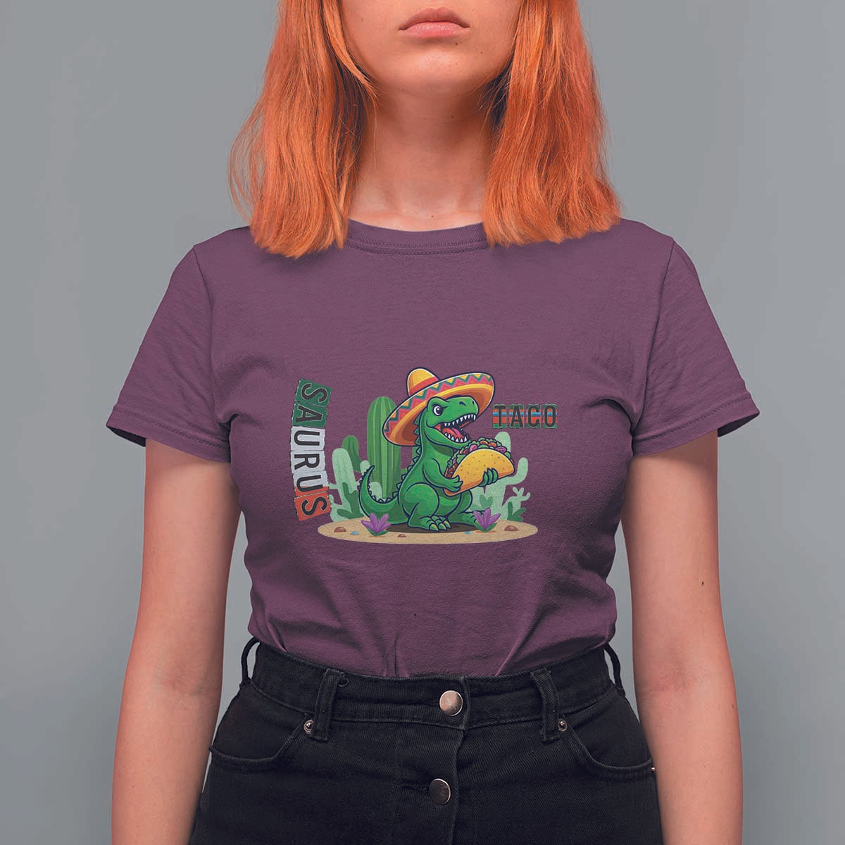 Mexican Food Lover Gift T Shirt For Women Funny Dinosaur Taco Saurus - Wonder Print Shop