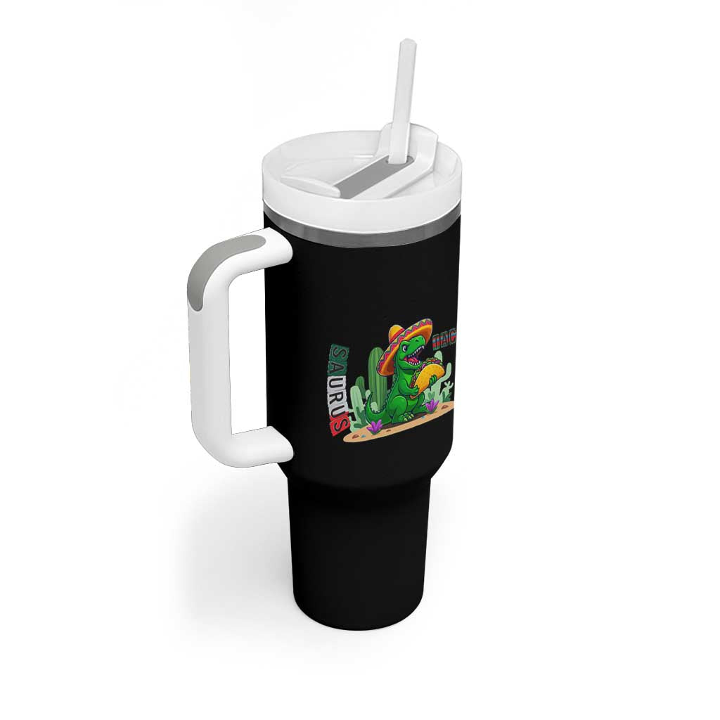 Mexican Food Lover Gift Tumbler With Handle Funny Dinosaur Taco Saurus