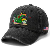 Mexican Food Lover Gift Washed Cotton Baseball Cap Funny Dinosaur Taco Saurus