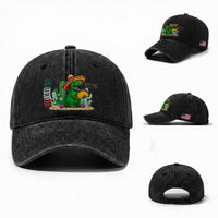 Mexican Food Lover Gift Washed Cotton Baseball Cap Funny Dinosaur Taco Saurus