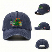 Mexican Food Lover Gift Washed Cotton Baseball Cap Funny Dinosaur Taco Saurus